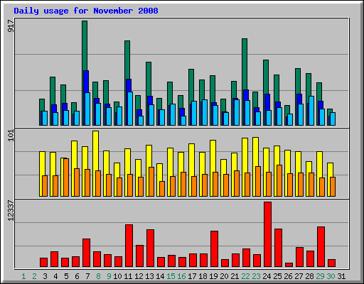 Daily usage for November 2008
