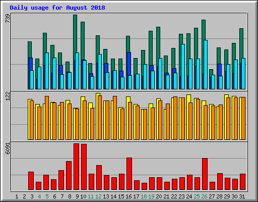 Daily usage for August 2018