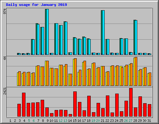Daily usage for January 2019