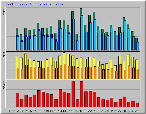 Daily usage for December 2007