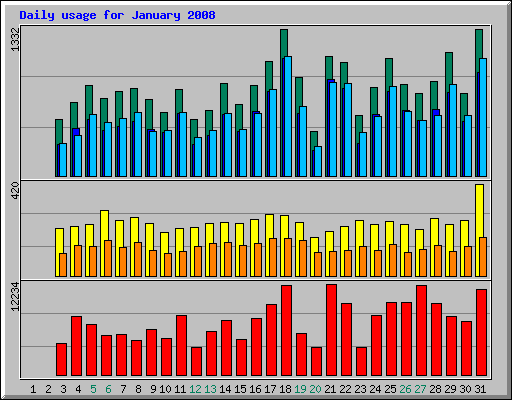 Daily usage for January 2008