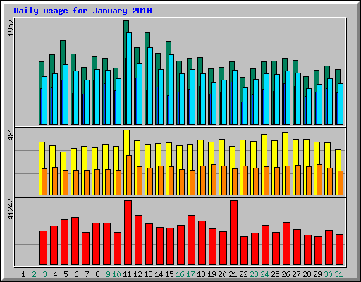 Daily usage for January 2010