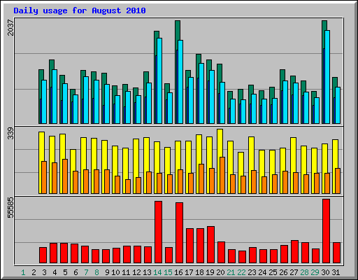 Daily usage for August 2010