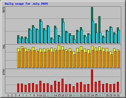 Daily usage for July 2025