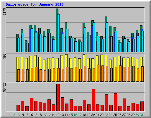 Daily usage for January 2016