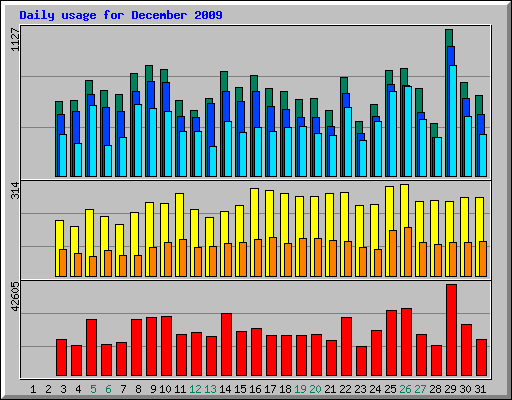 Daily usage for December 2009