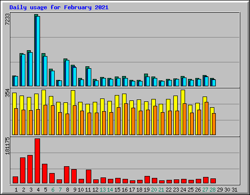 Daily usage for February 2021