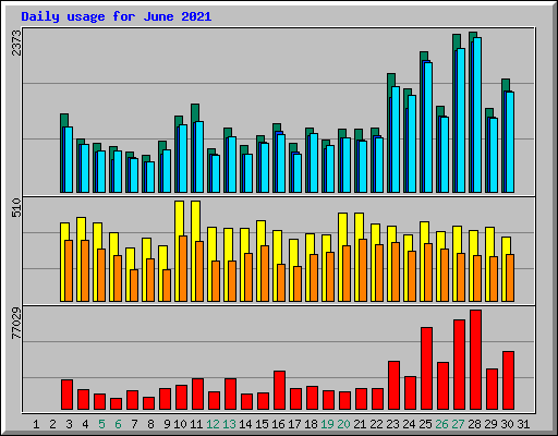 Daily usage for June 2021