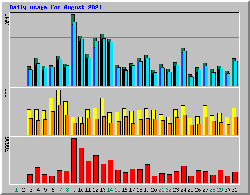 Daily usage for August 2021