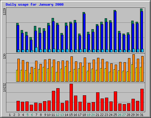 Daily usage for January 2008