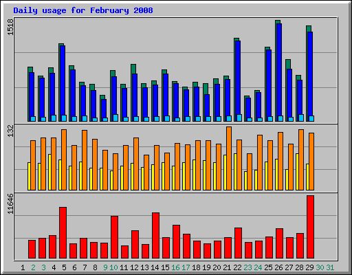 Daily usage for February 2008