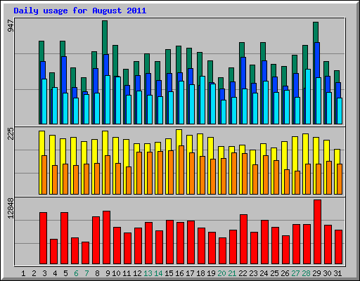 Daily usage for August 2011