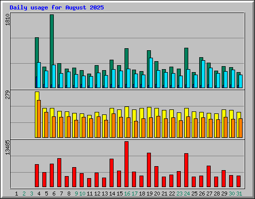 Daily usage for August 2025
