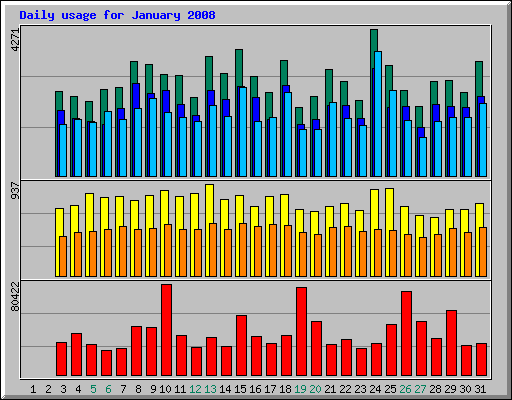 Daily usage for January 2008