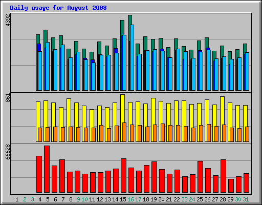 Daily usage for August 2008