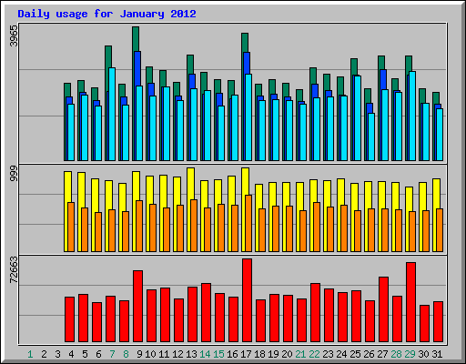 Daily usage for January 2012