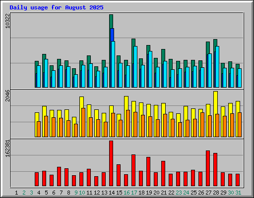 Daily usage for August 2025