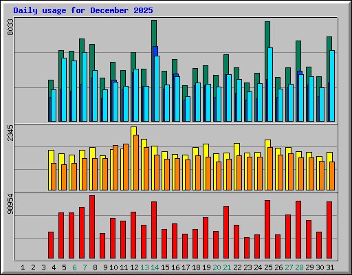 Daily usage for December 2025